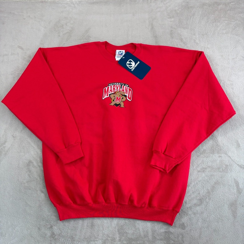 Vintage University of Maryland Terrapins Crew Sweatshirt‎ Men 2XL Red Champion